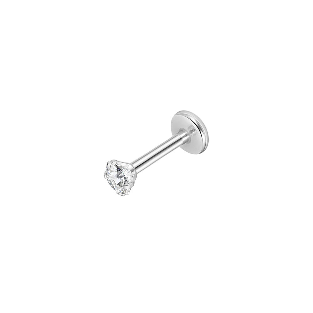 Piercing mit Zirkonia, Krabbenfassung, Titan