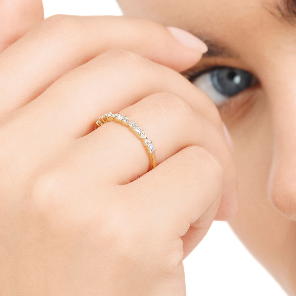 Ring mit Baguette Diamanten, 14 Karat Gelbgold Bild 3