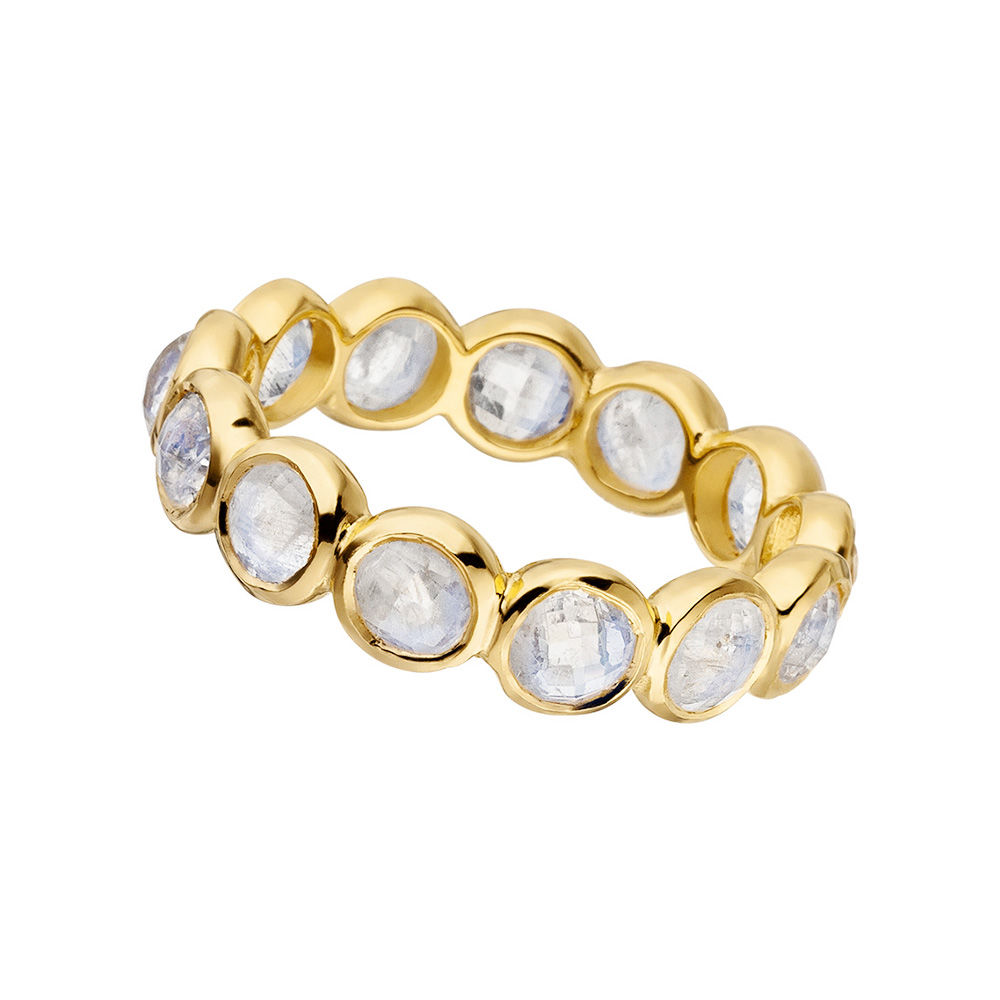 Ring Bohemian 18 K Gelbgold Vergoldet Mondstein Leaf Jewelry