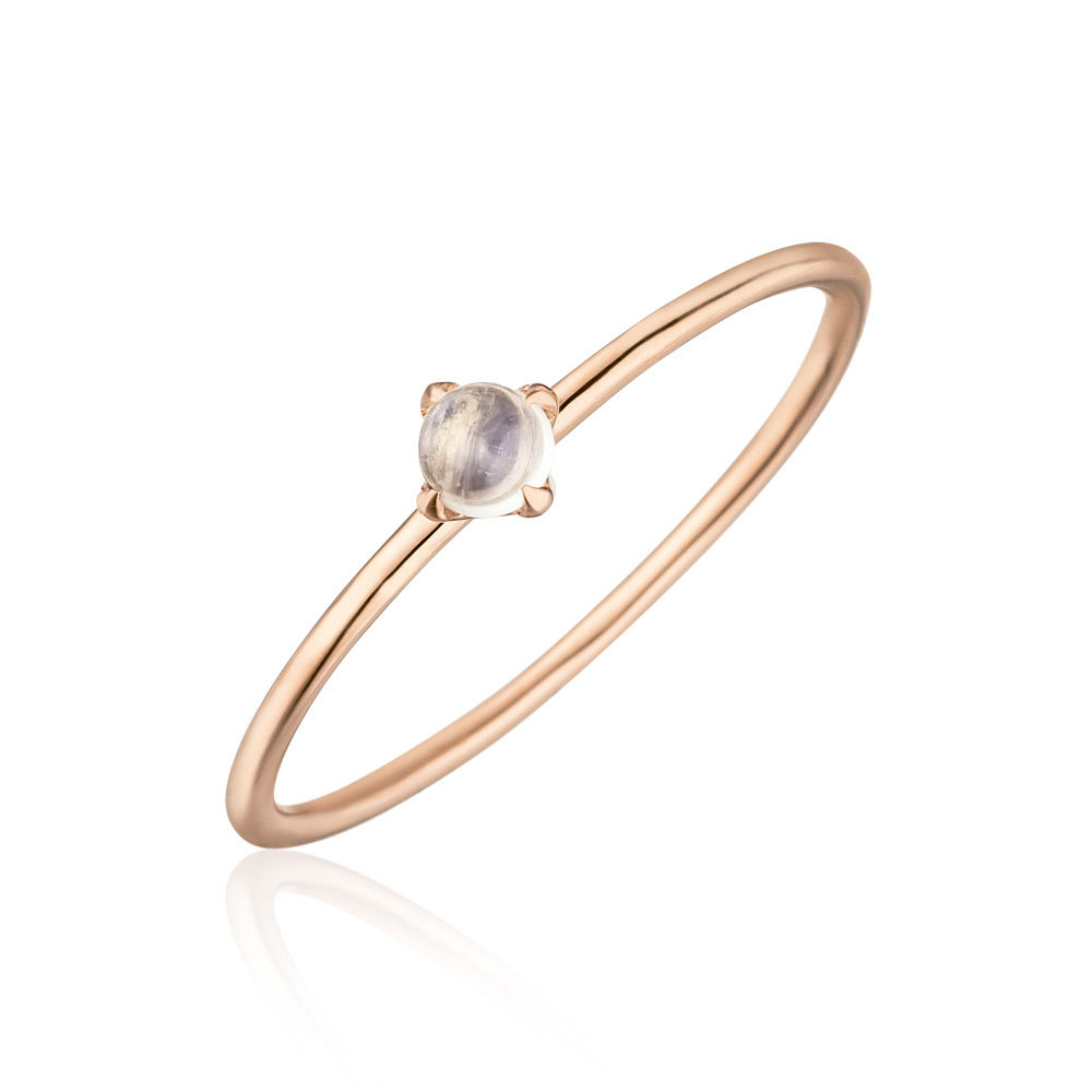 Ring Cabochon, 14 K Rosegold, Mondstein