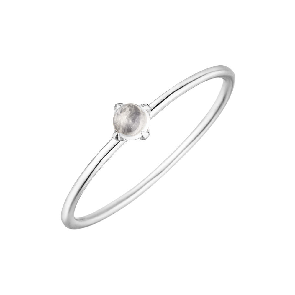 Ring Cabouchon 14 K Weissgold Mondstein Leaf Jewelry