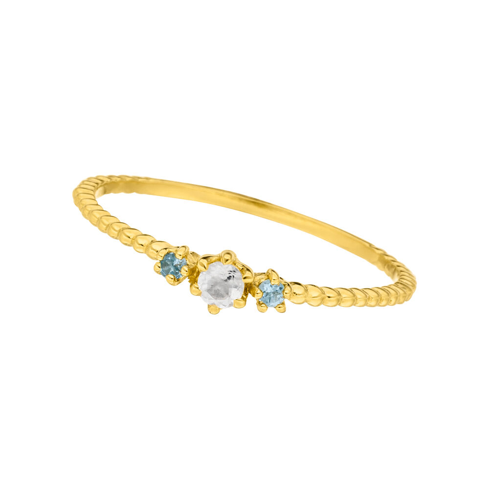 Ring Gorgeous Gems, Blue Mix, 18 K Gelbgold vergoldet, Gr.50