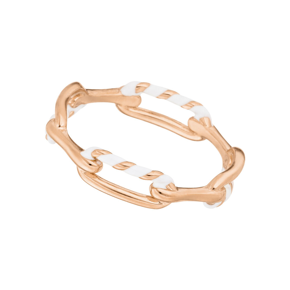 Ring Neon Twist, 18 K Rosegold vergoldet, weiss, Gr.54