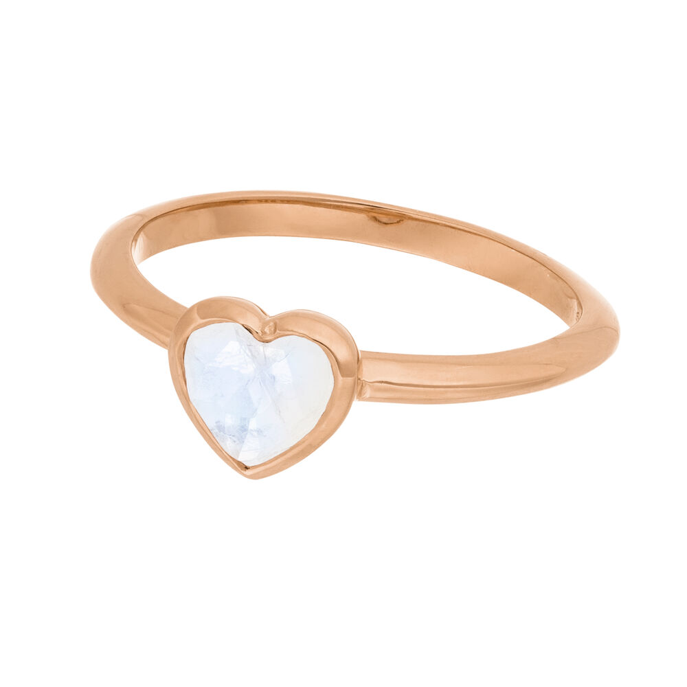 Ring VALENTINE, Mondstein, 18 Karat Rosegold vergoldet, Gr.50