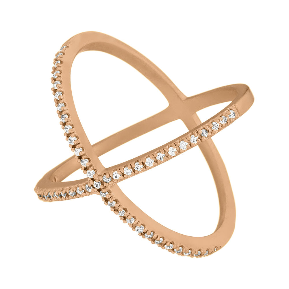 Ring X Criss-Cross, 18 K Rosegold vergoldet, Gr.56