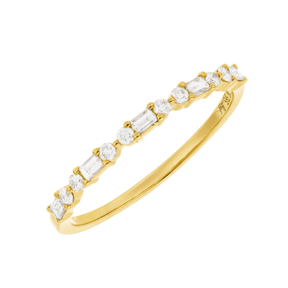 Ring mit Baguette Diamanten, 14K Gelbgold, Gr.52