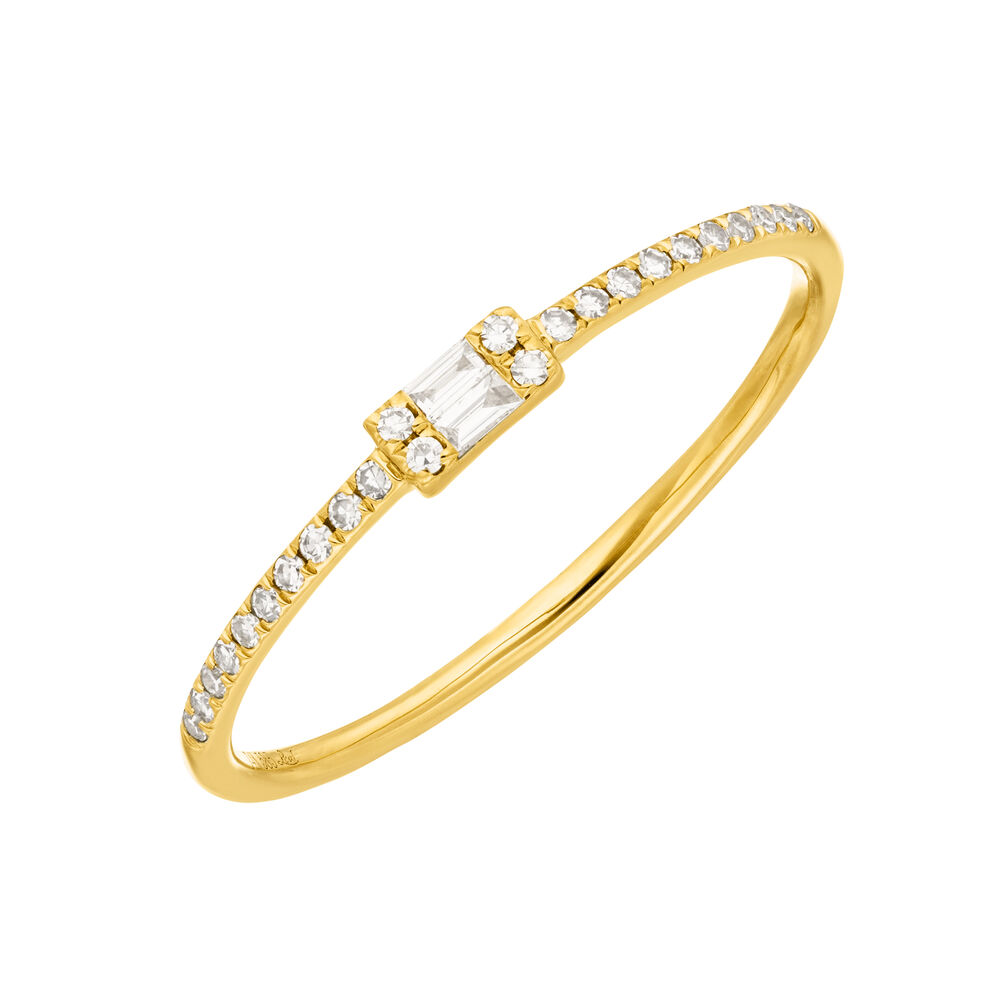 Ring mit Diamanten, Tiny Baguette, 14K Gelbgold, Gr.52