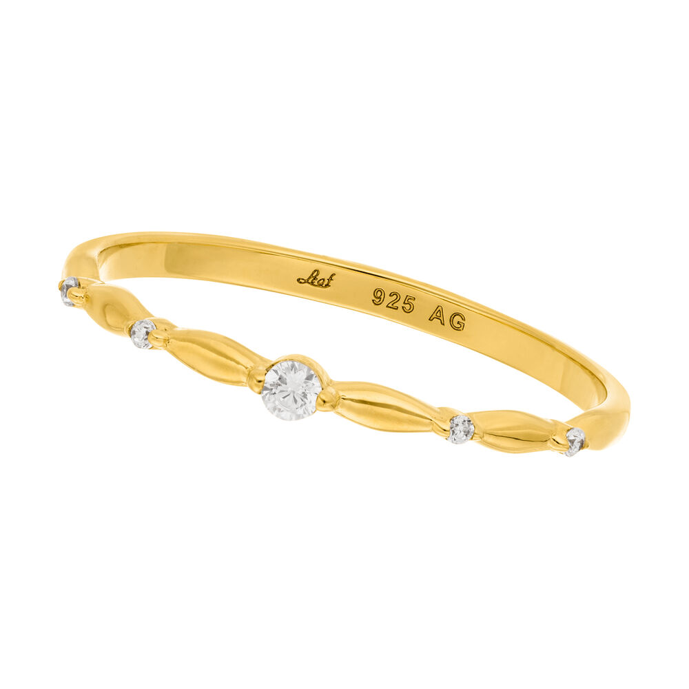 Silber Ring mit Zirkonia, Gelbgold, Gr.54