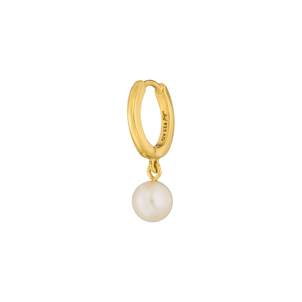 Single Creole PEARL, 18 K Gelbgold vergoldet