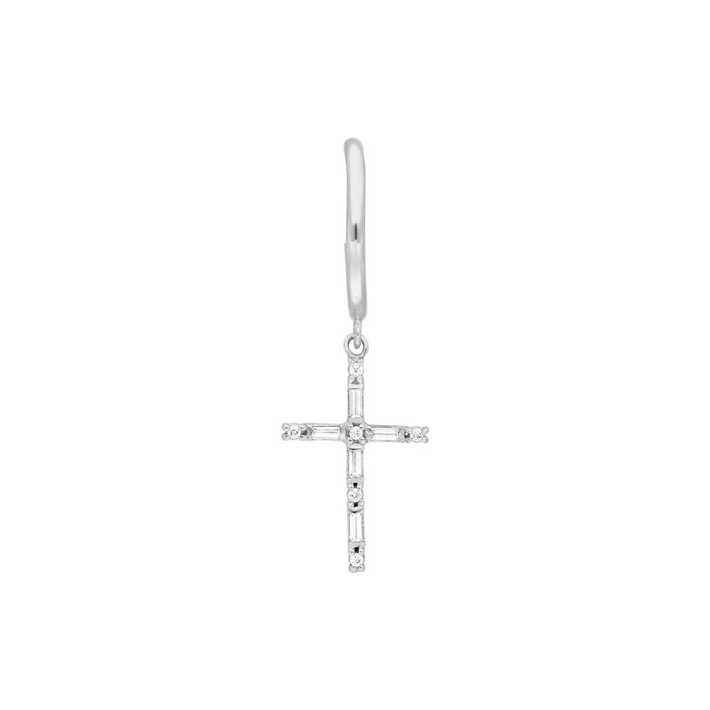 Single Creole SPARKLE CROSS, 925 Sterlingsilber