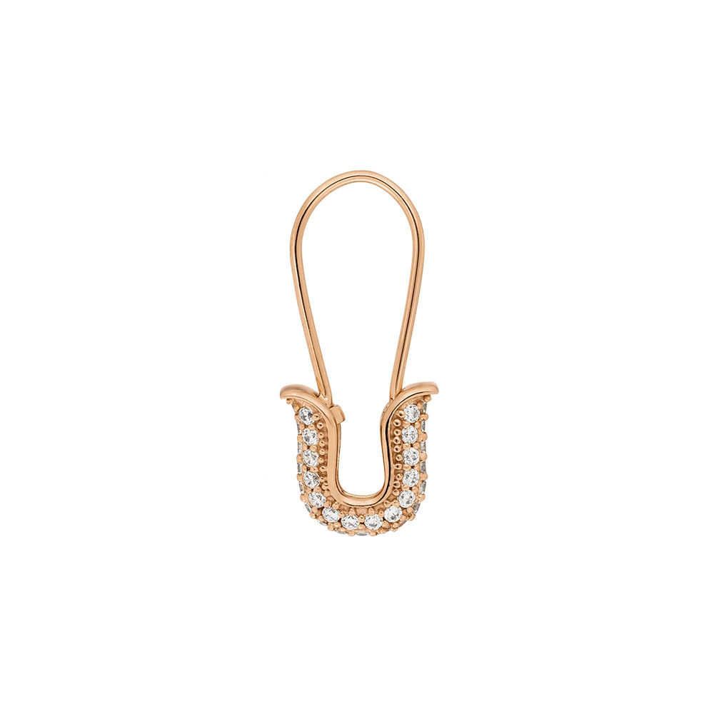 Single-Ohrhnger SAFETY PIN, 18 K Rosegold vergoldet