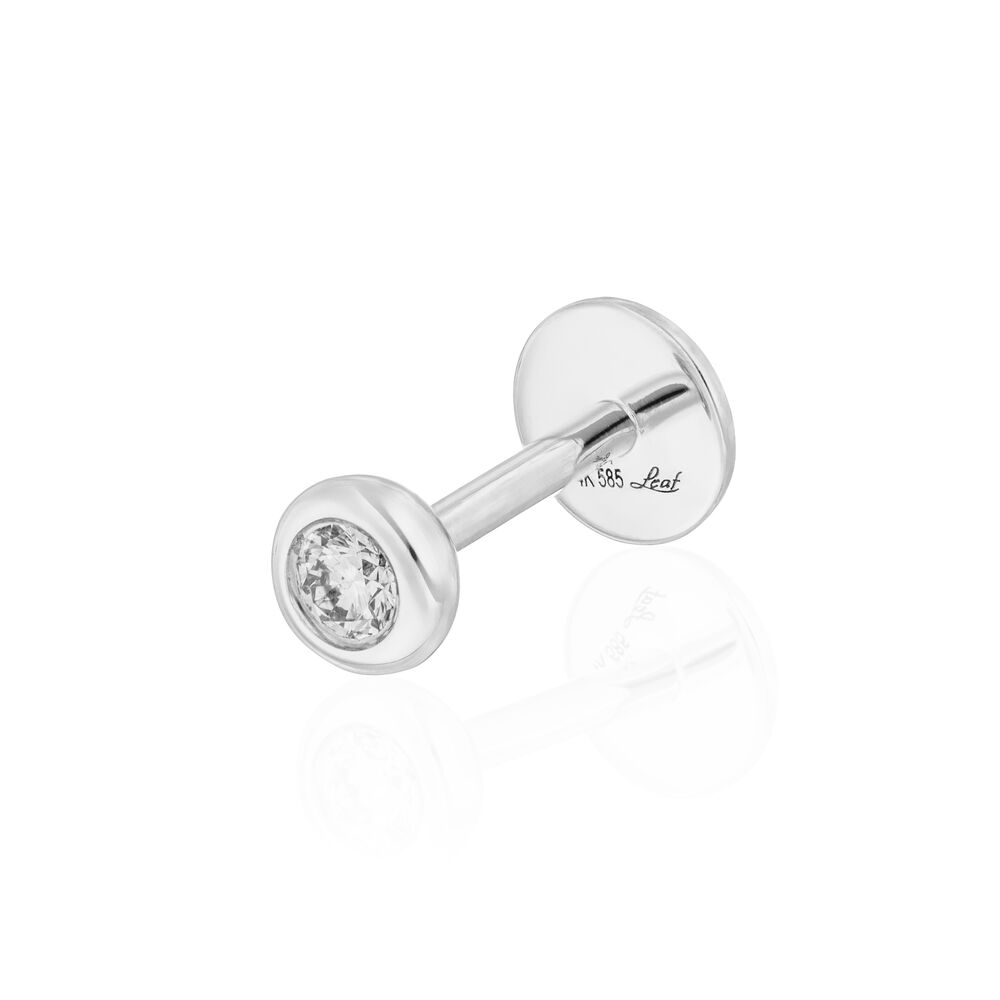 Single Piercing mit Diamant, Rundfassung, 14 Karat Wei�gold