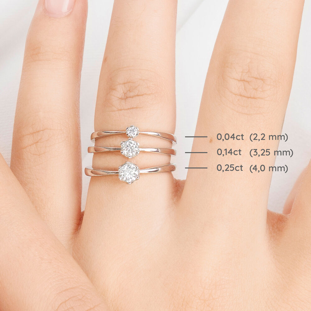 Verlobungsring Classic Solitair 0,04ct, 14 Karat Weigold, Gr.52 
