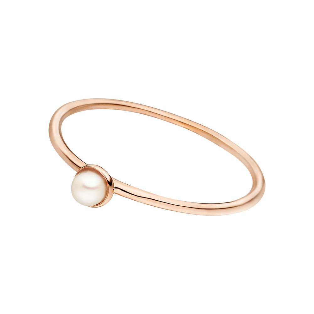 Stacking Ring, Perle, 3mm, 18 K Rosgold vergoldet