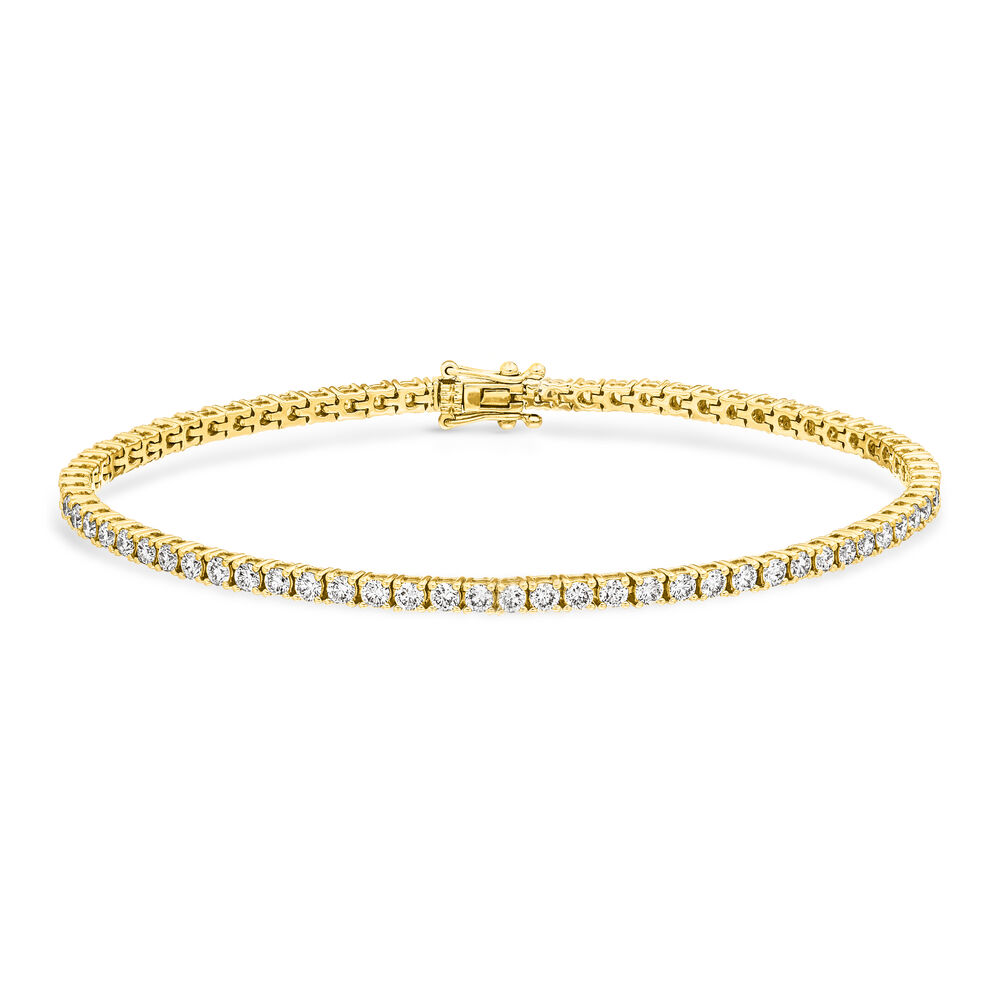 Tennisarmband mit Diamanten, 18 Karat Gelbgold, 3.42ct, 17.0cm