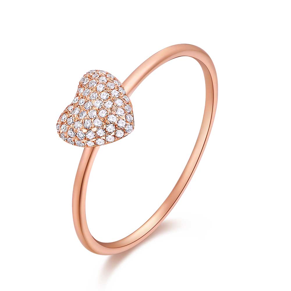 Verlobungsring Herz mit Diamanten, 18 Karat Rosegold, Gr.50