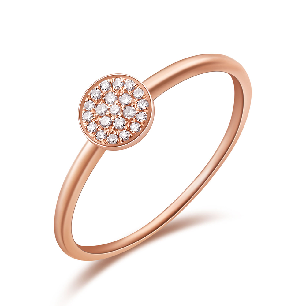 Verlobungsring Pave in 18 Karat Rosegold mit Diamanten, Gr.50