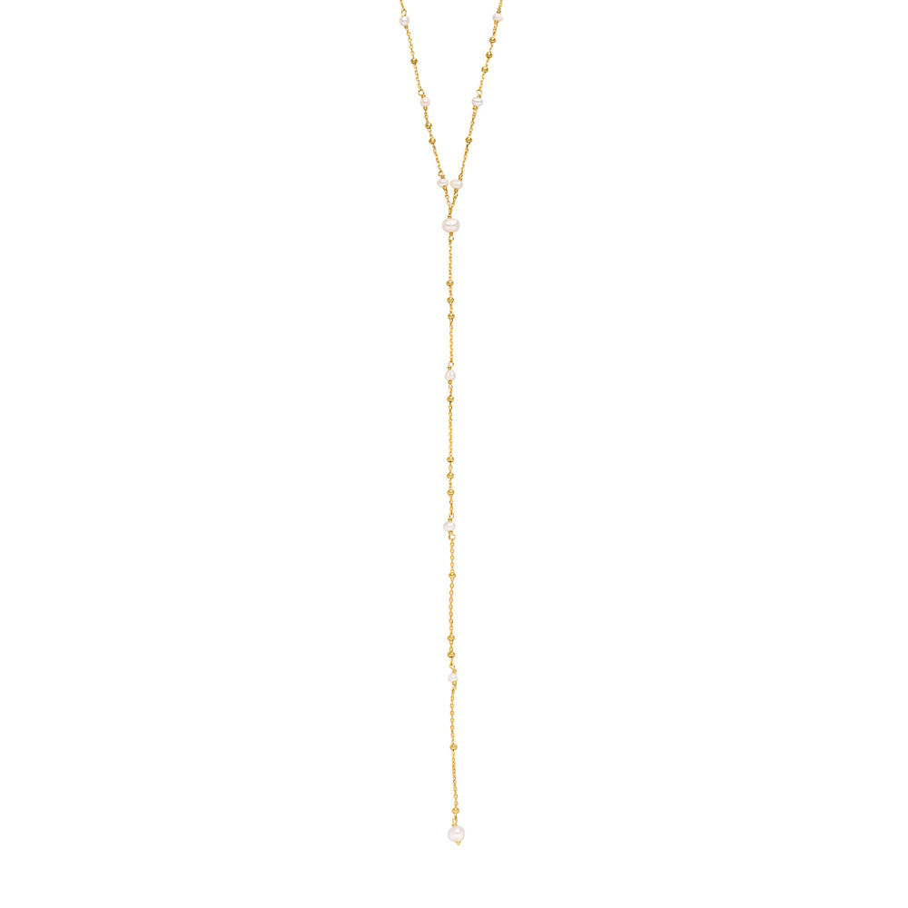 Y-Halskette Flying Pearls, 18 Karat Gelbgold vergoldet