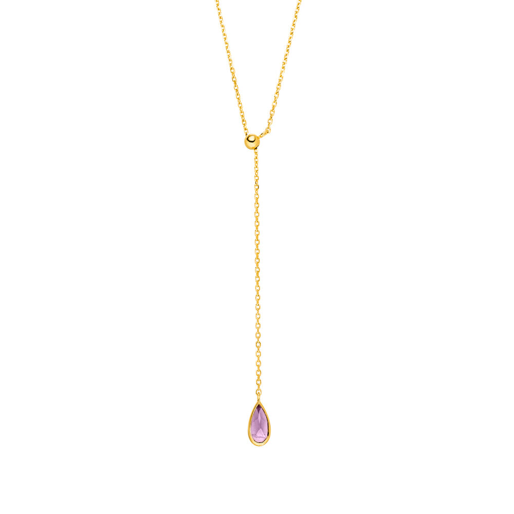 Y-Halskette Gem Drop, Amethyst, 18 Karat Gelbgold vergoldet