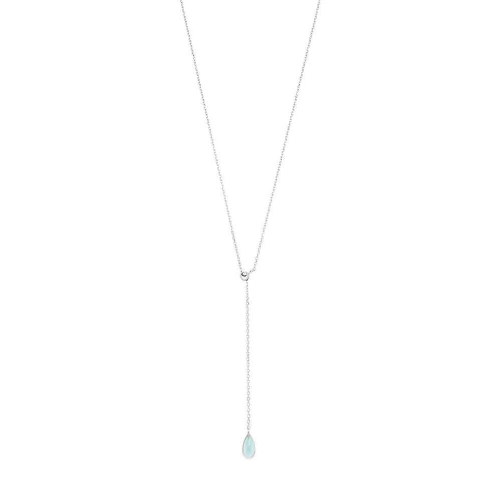 Y-Halskette Gem Drop, Aqua Chalzedon, 925 Sterlingsilber