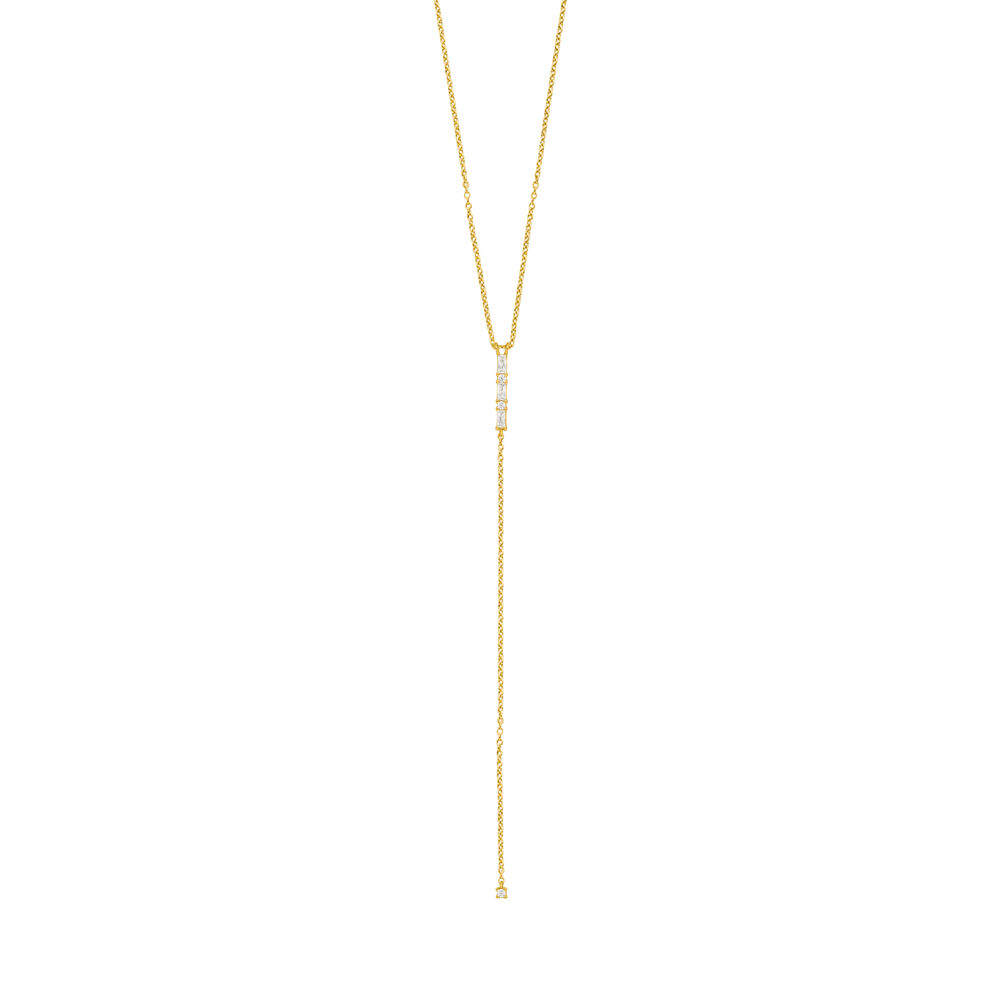 Y-Halskette ICE CUBE, 18 Karat Gelbgold vergoldet