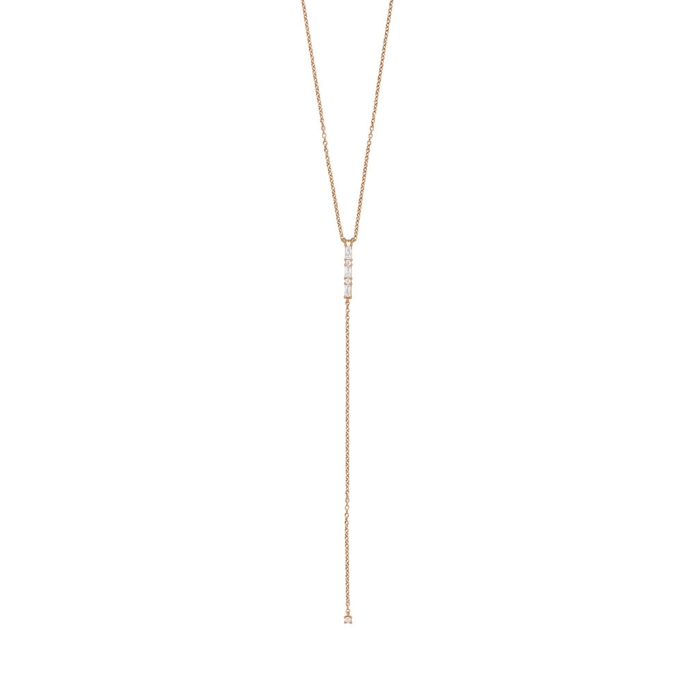 Y-Halskette ICE CUBE, 18 Karat Rosegold vergoldet