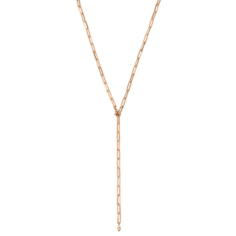 Y-Halskette Square, 52cm, 18 Karat Rosegold vergoldet