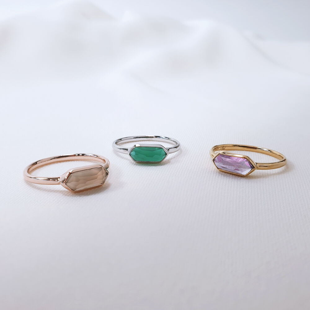 Silber Ring, CUBE, Amethyst, Rosegold 