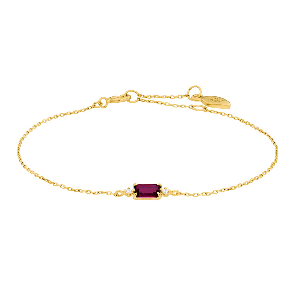 Armkette Rhodolith SQUARE, 14 Karat Gelbgold Bild 4