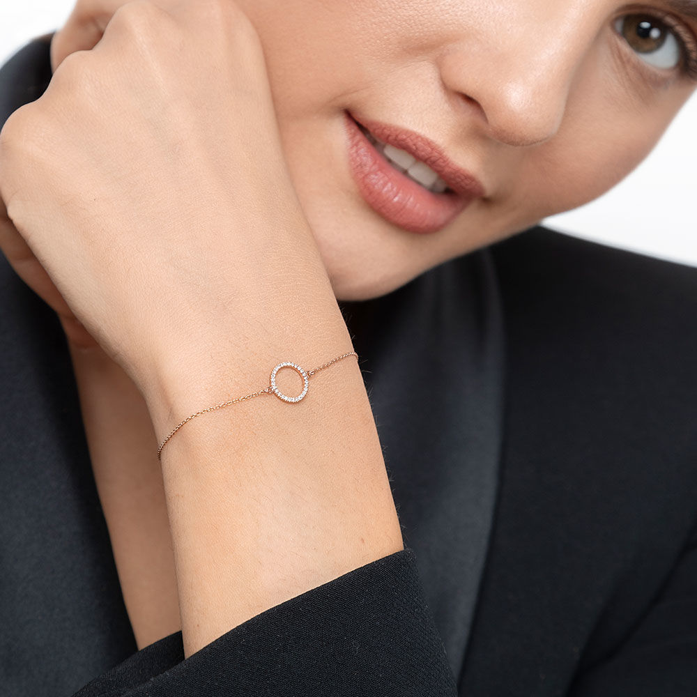 Armkette Circle mit Diamanten, 18 Karat Rosegold Bild 3