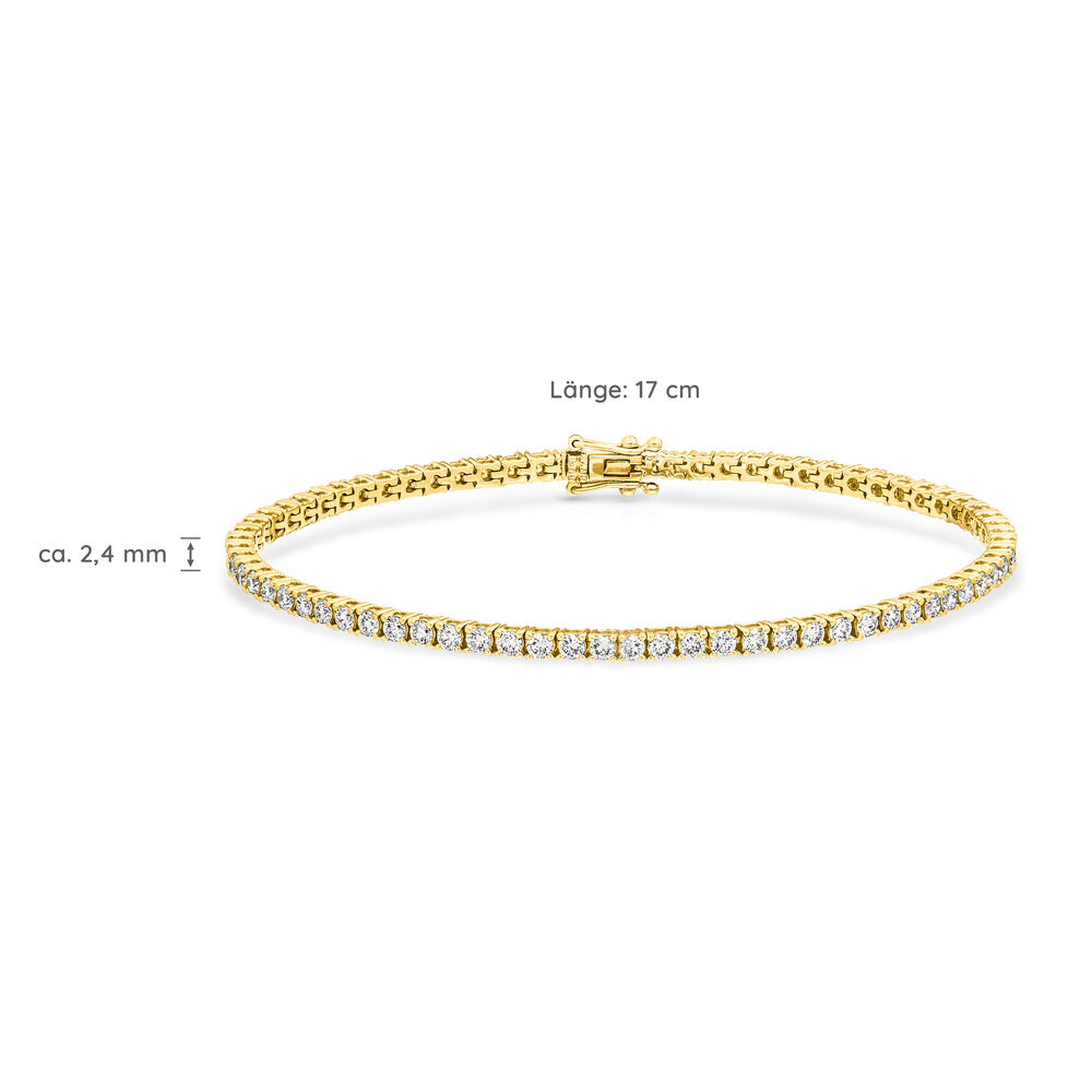 Tennisarmband mit Diamanten, 18 Karat Gelbgold, 3.42ct, 17.0cm  Tennisarmband mit Diamanten, 18 Karat Gelbgold, 3.42ct, 17.0cm