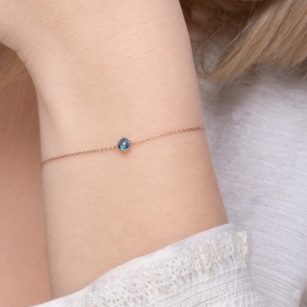 Armkette Cabochon, Blue Topaz, 14 Karat Rosegold Bild 4