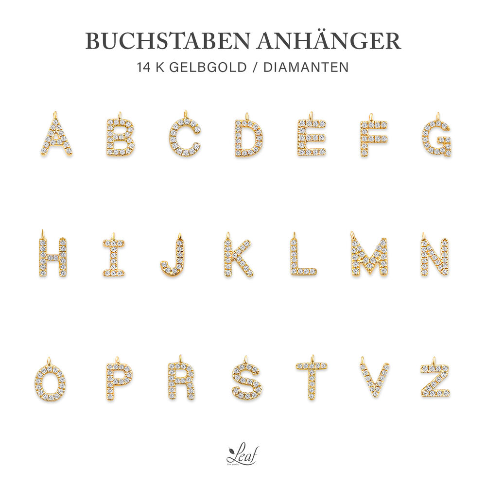 Freundschaftsarmband mit Letter Charm, 14 Karat Gelbgold mit Diamanten Bild 4