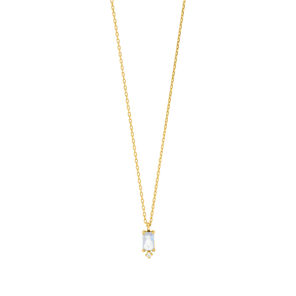 Halskette Mondstein SQUARE, 14 Karat Gelbgold Bild 4