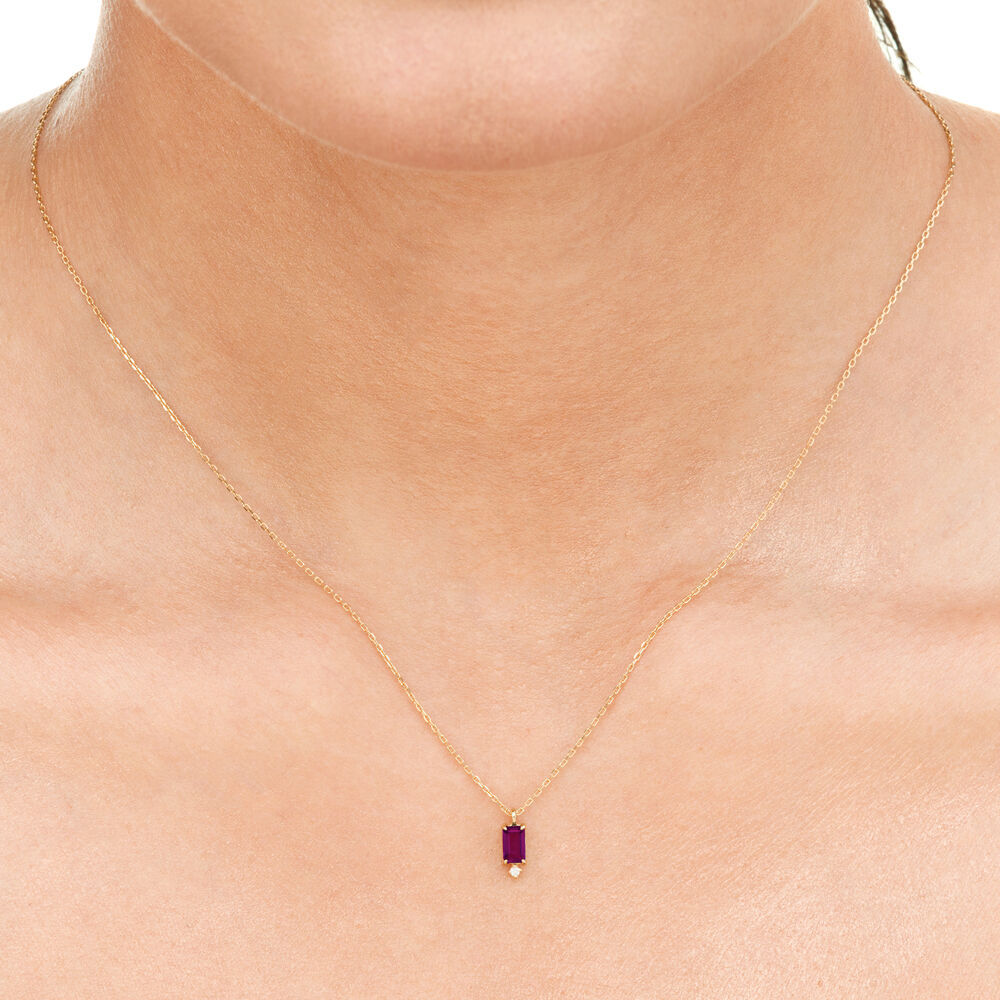 Halskette Rhodolith SQUARE, 14 Karat Gelbgold Bild 2
