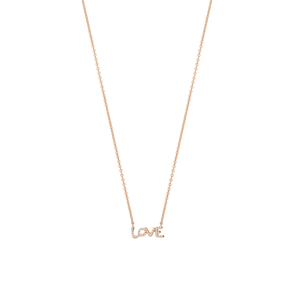 Halskette TINY LOVE mit Diamanten, 14 Karat Rosegold Bild 3