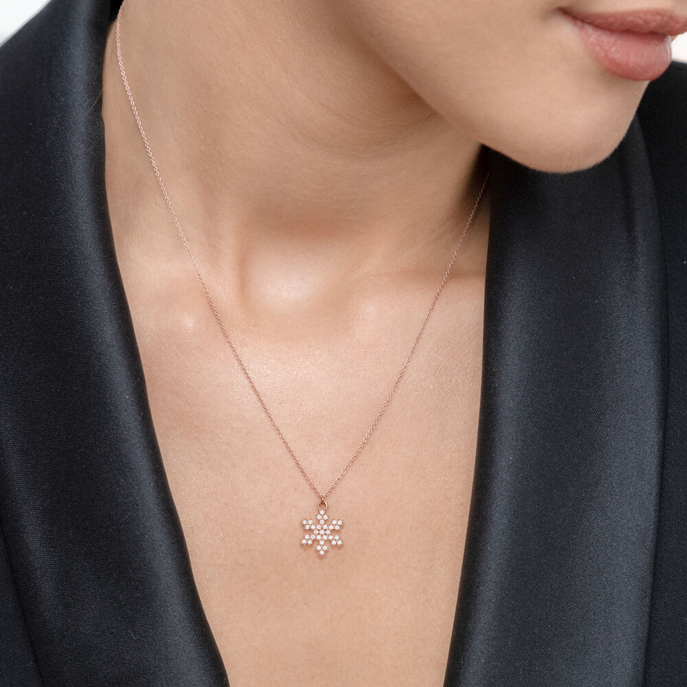 Halskette Snowflake, 18 K Rosegold vergoldet Bild 2