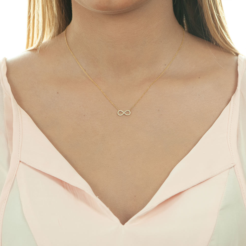 Halskette Infinity mit Diamanten, 18 Karat Gelbgold Bild 2
