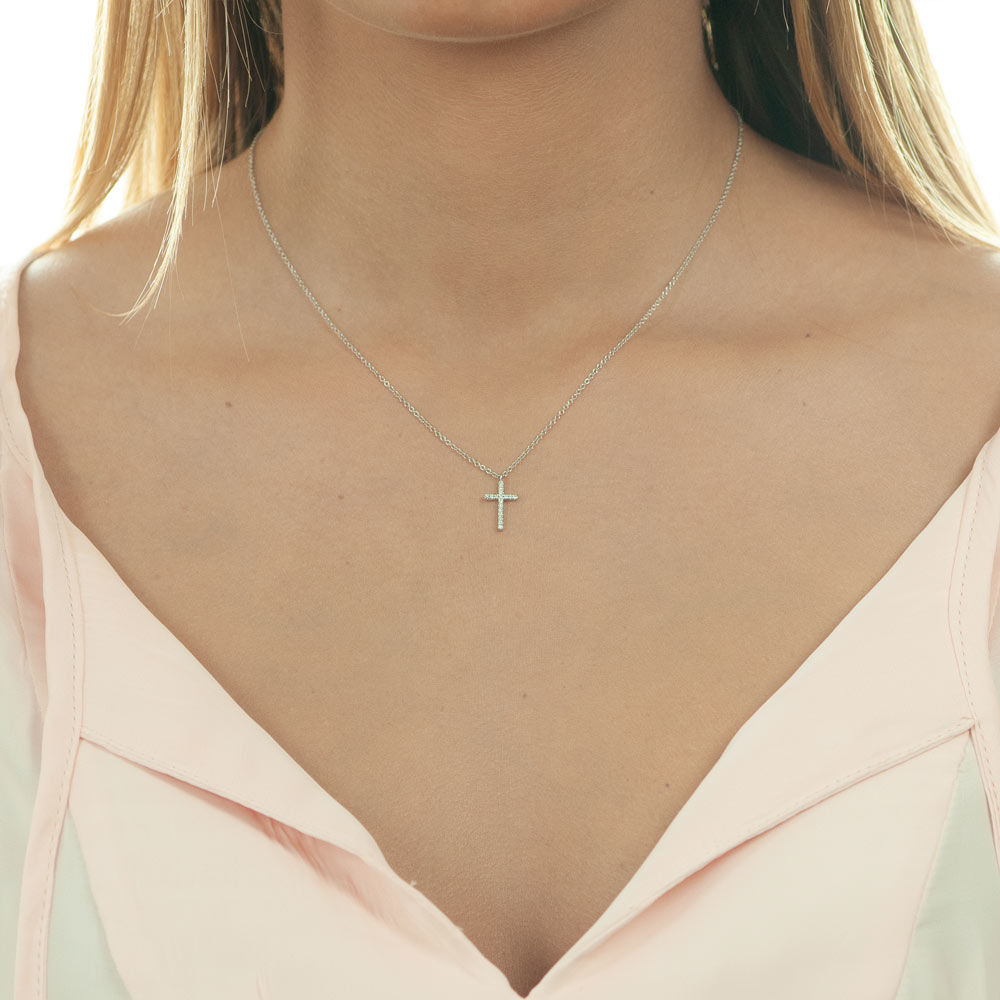 Halskette Kreuz mit Diamanten, 18 Karat Weigold Bild 2