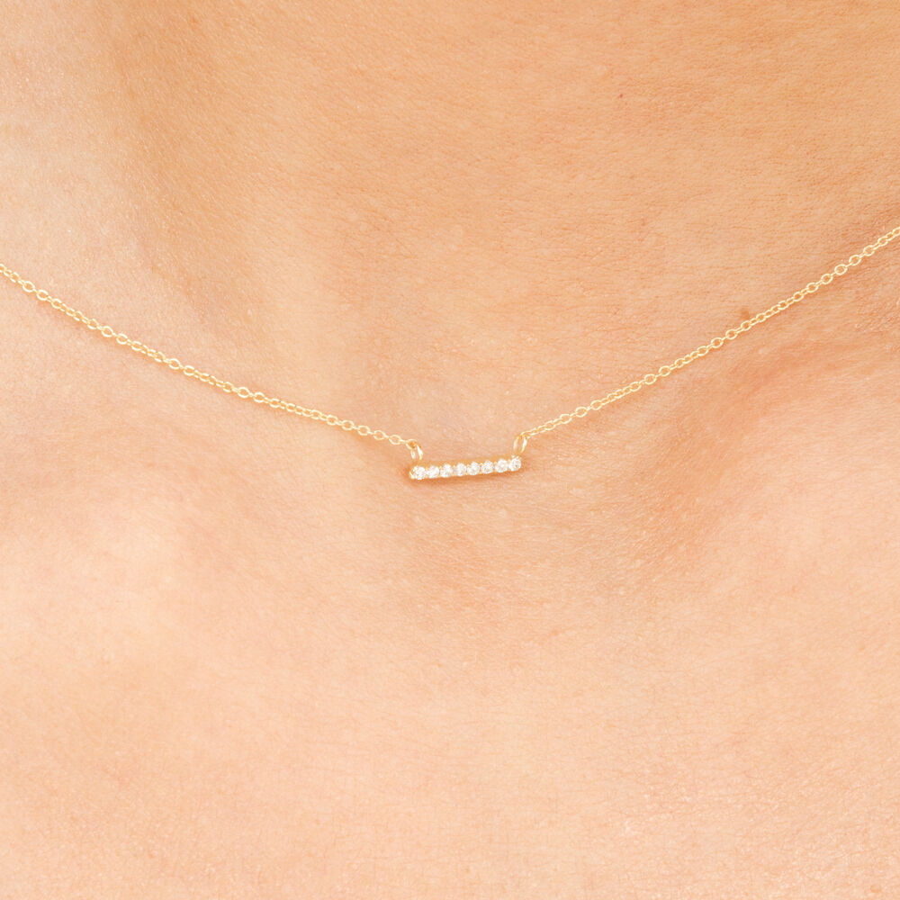 Halskette Horizontal Bar, Diamant, 14 K Gelbgold Bild 3
