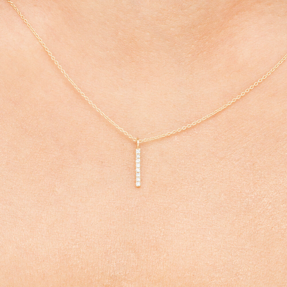 Halskette Small Bar, Diamant, 14 Karat Gelbgold Bild 3