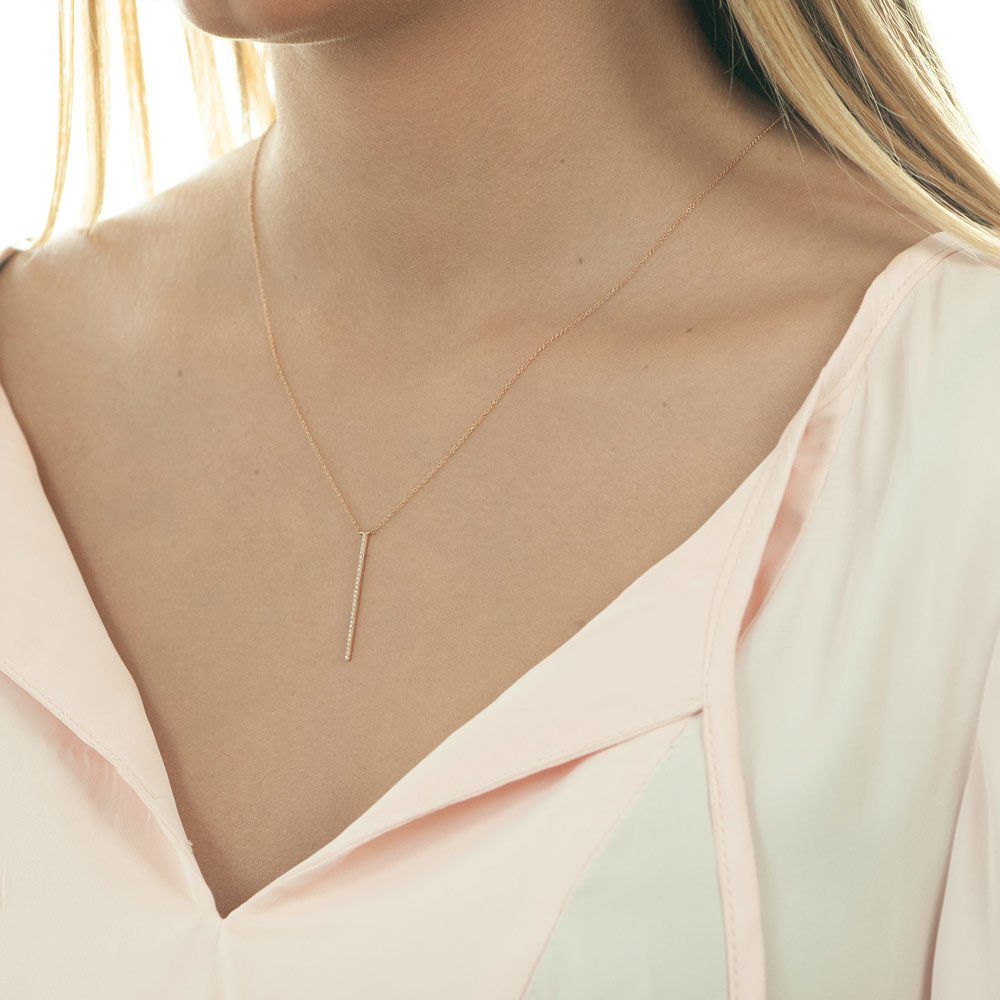 Halskette Bar Diamanten, 18 Karat Rosegold Bild 3