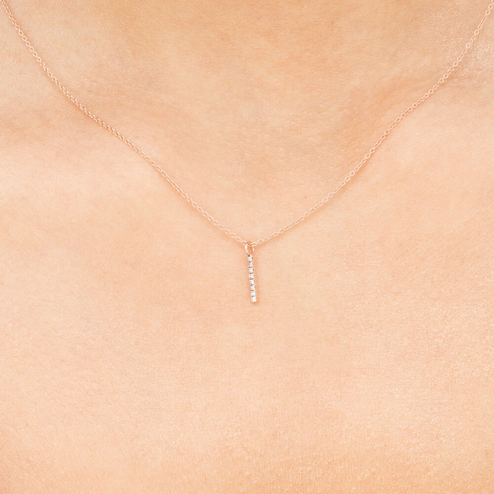 Halskette Small Bar, Diamant, 14 K Rosegold Bild 3