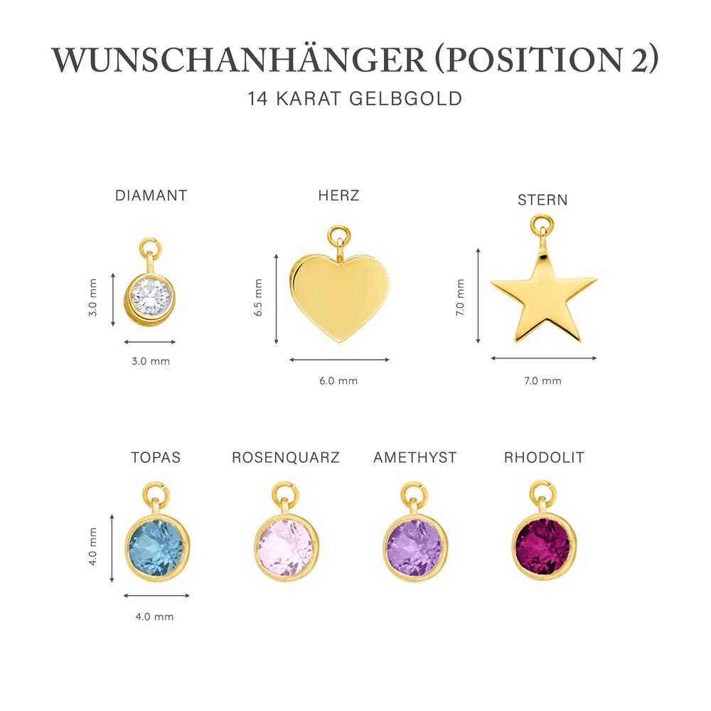 Initialen-Halskette mit 2 Buchstaben & Wunschanh�nger, 14 Karat Gelbgold Bild 5
