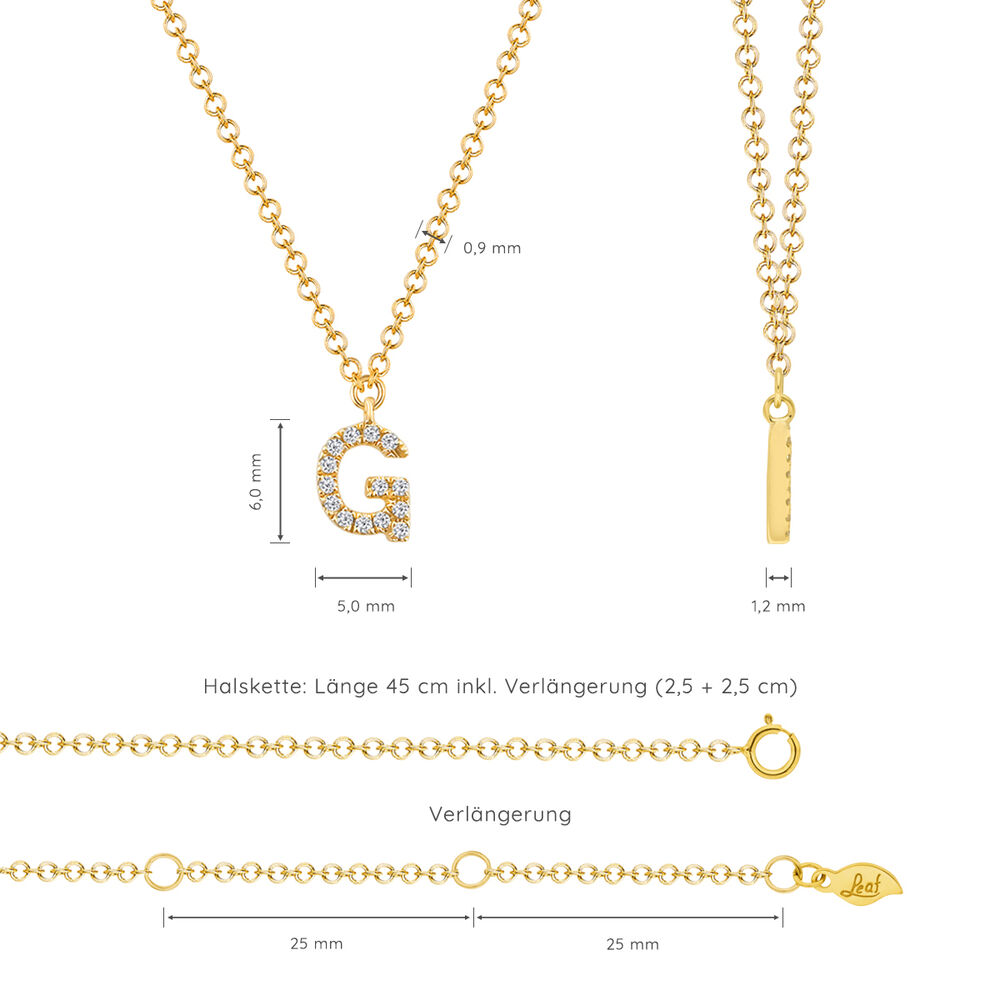Halskette Letter G, 14 K Gelbgold mit Diamanten Bild 4