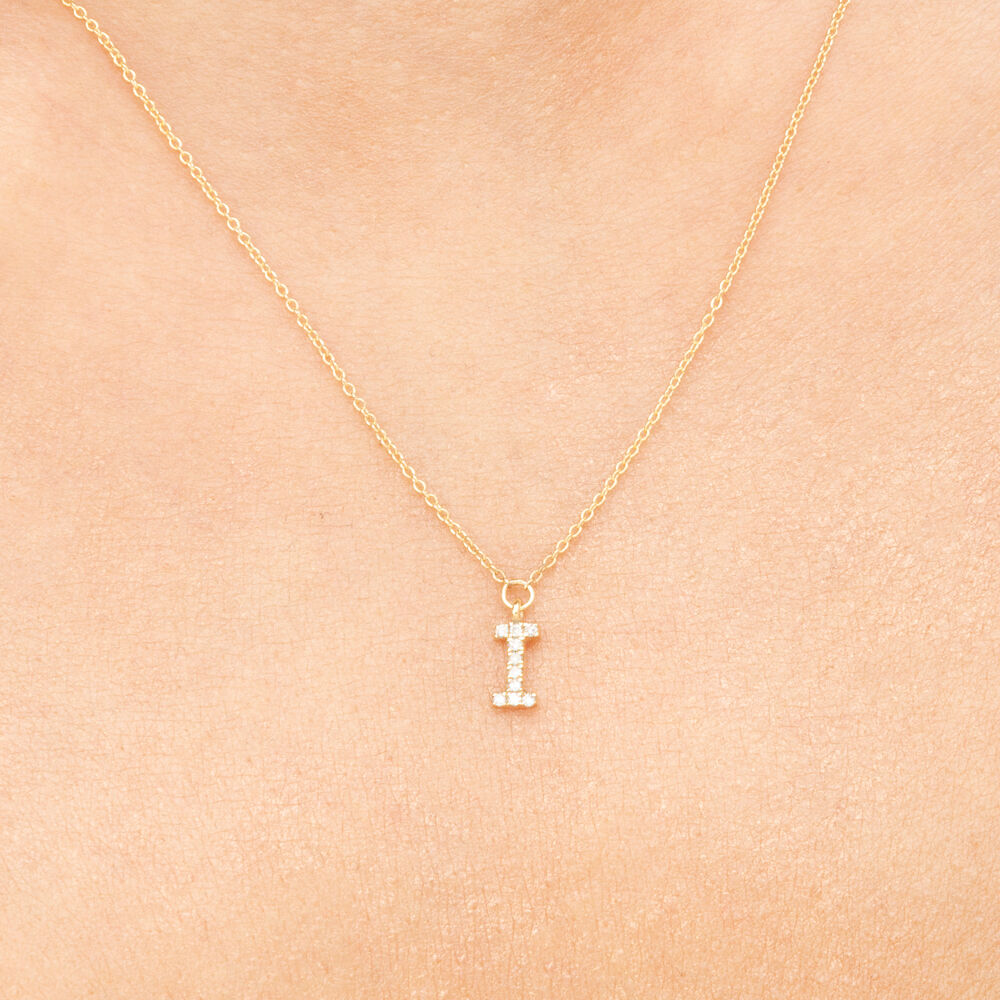 Halskette Letter I, 14 K Gelbgold mit Diamanten Bild 3