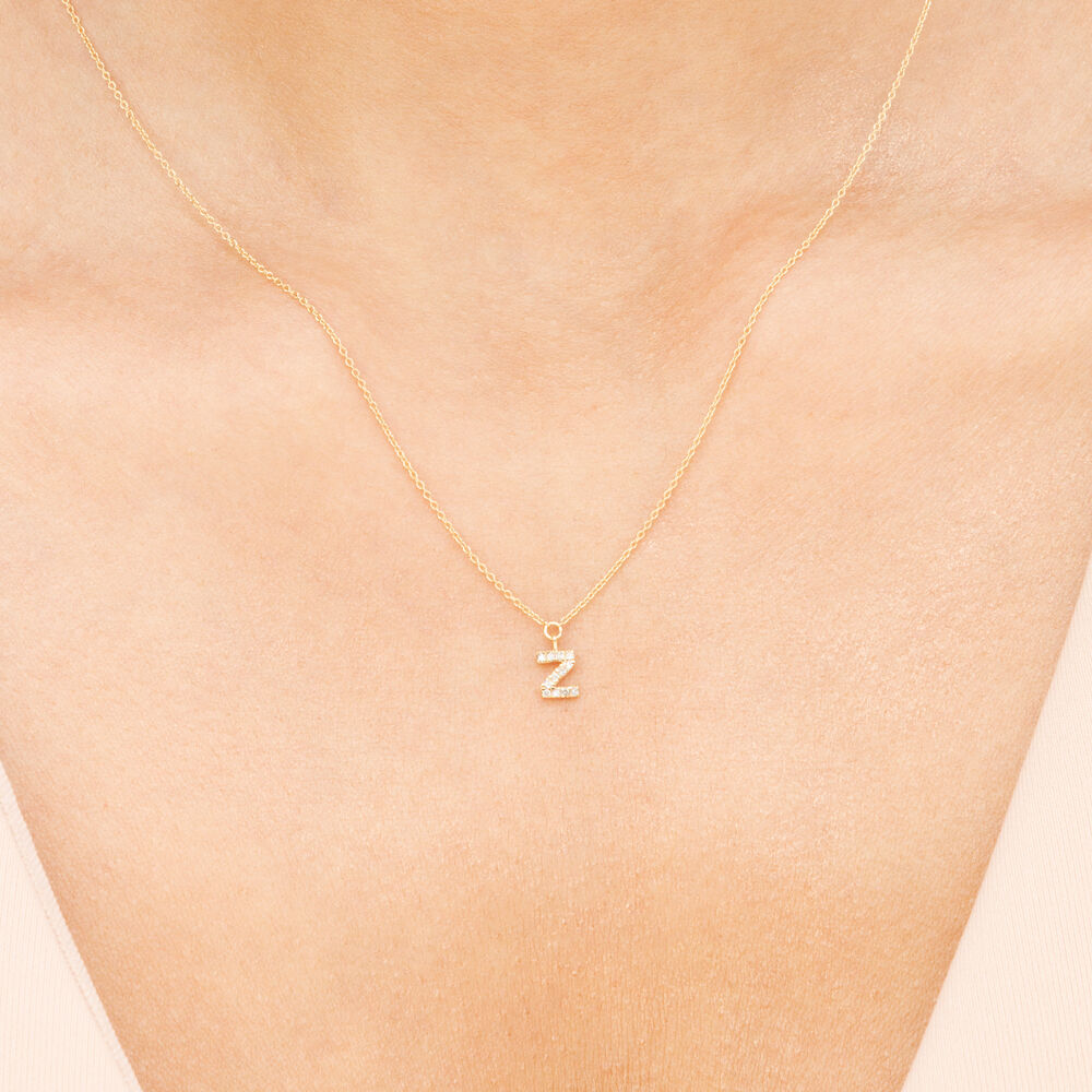 Halskette Letter Z, 14 K Gelbgold mit Diamanten Bild 2