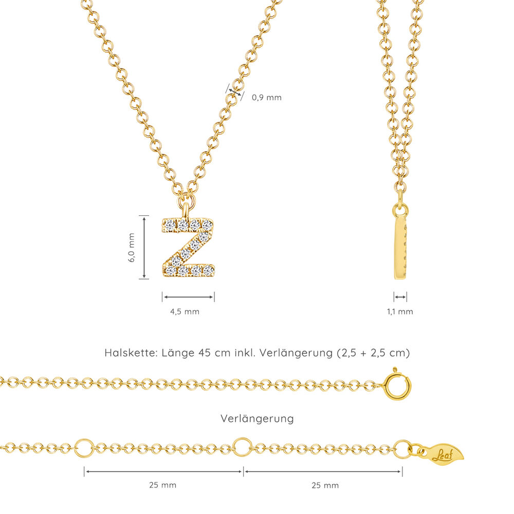 Halskette Letter Z, 14 K Gelbgold mit Diamanten Bild 5