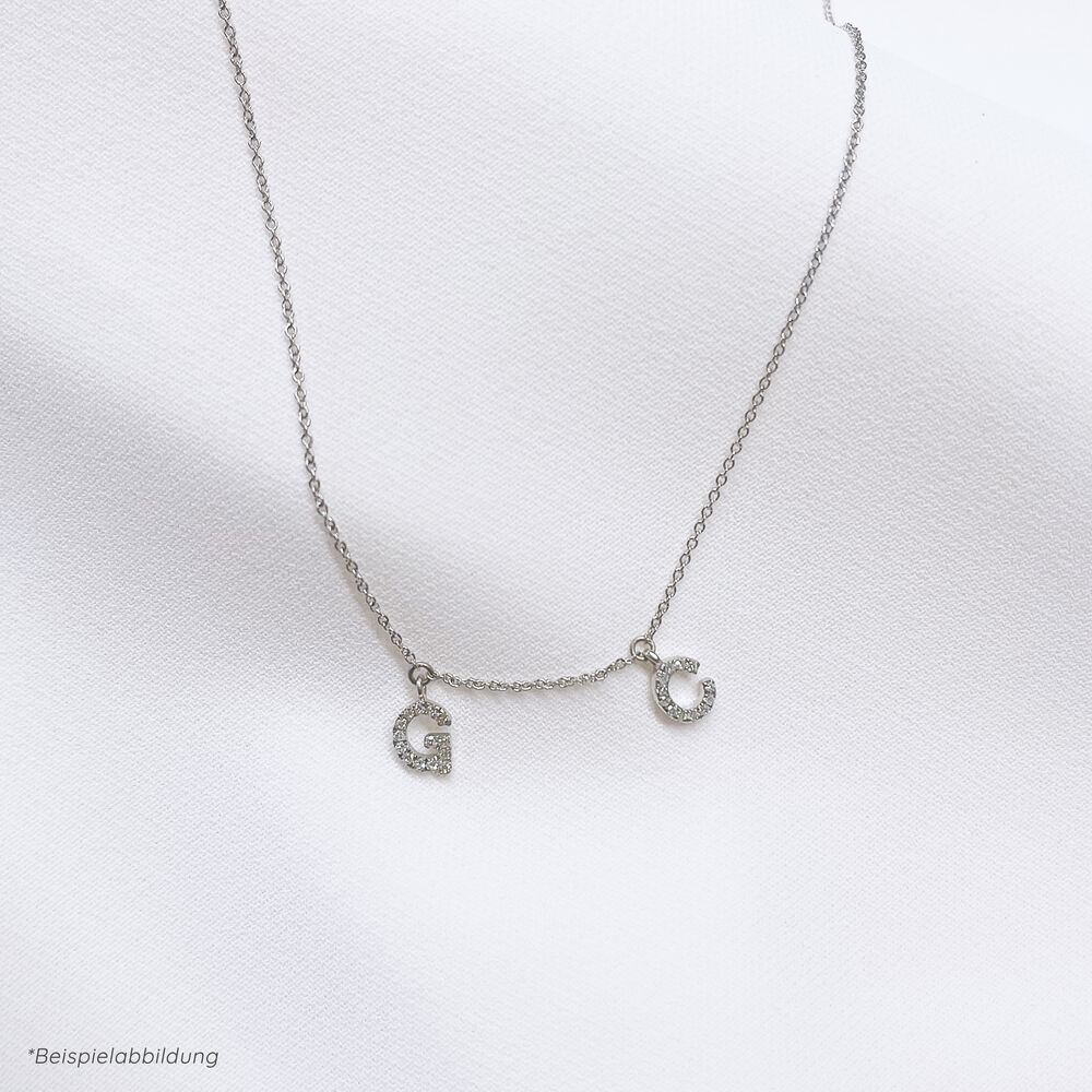 Initialen-Halskette mit 2 Anhngern, 45 cm, 14 Karat Gelbgold Bild 2