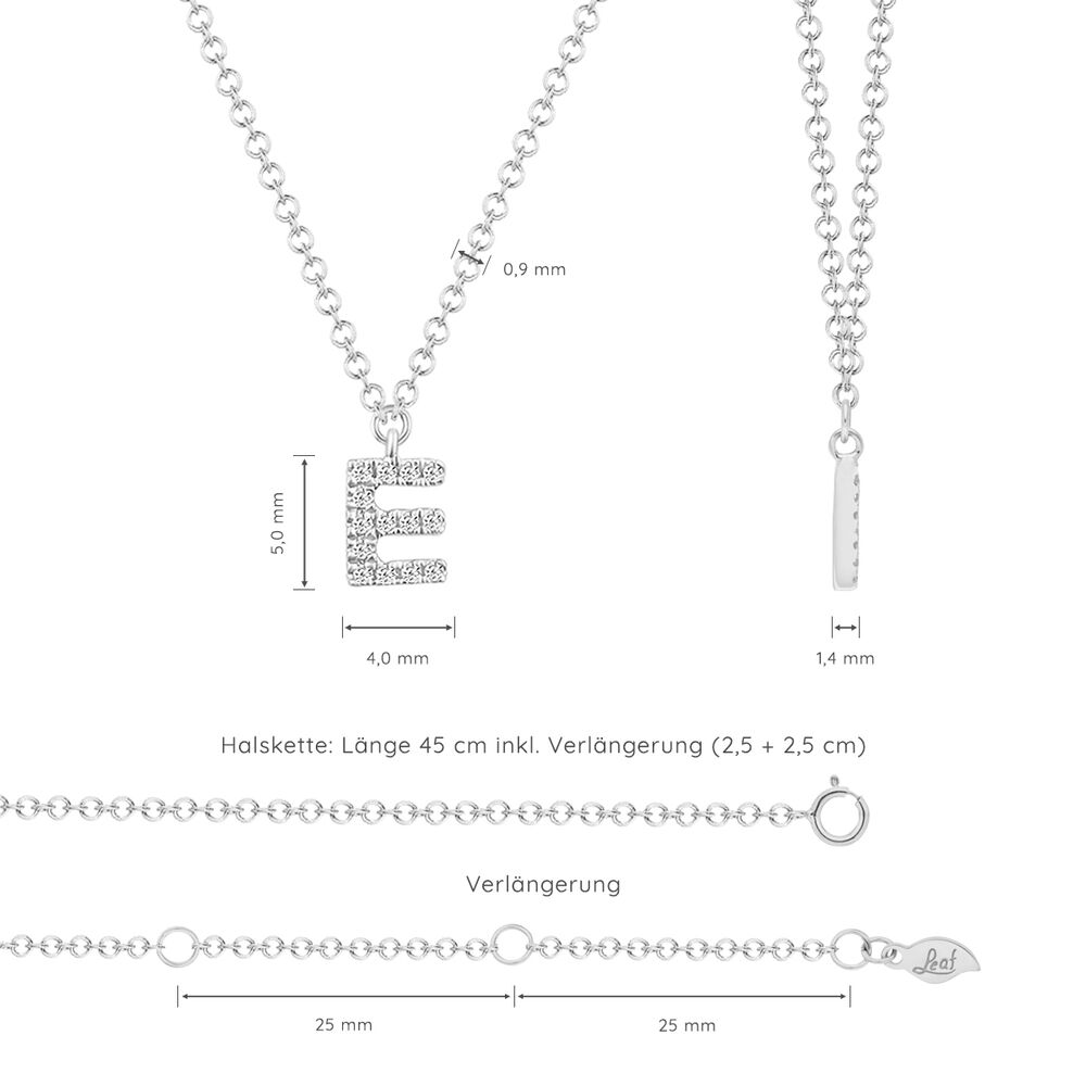 Halskette Letter E, 14 K Weißgold mit Diamanten Bild 4